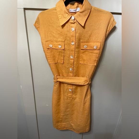 100% Linen Mango Shirty Dress - Picture 3 of 7